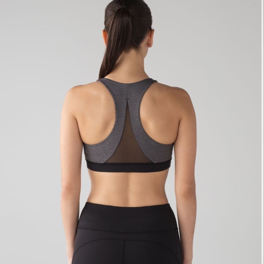 lululemon athletica Invigorate Bra Heathered Black Sz 8 - Picture 3 of 12